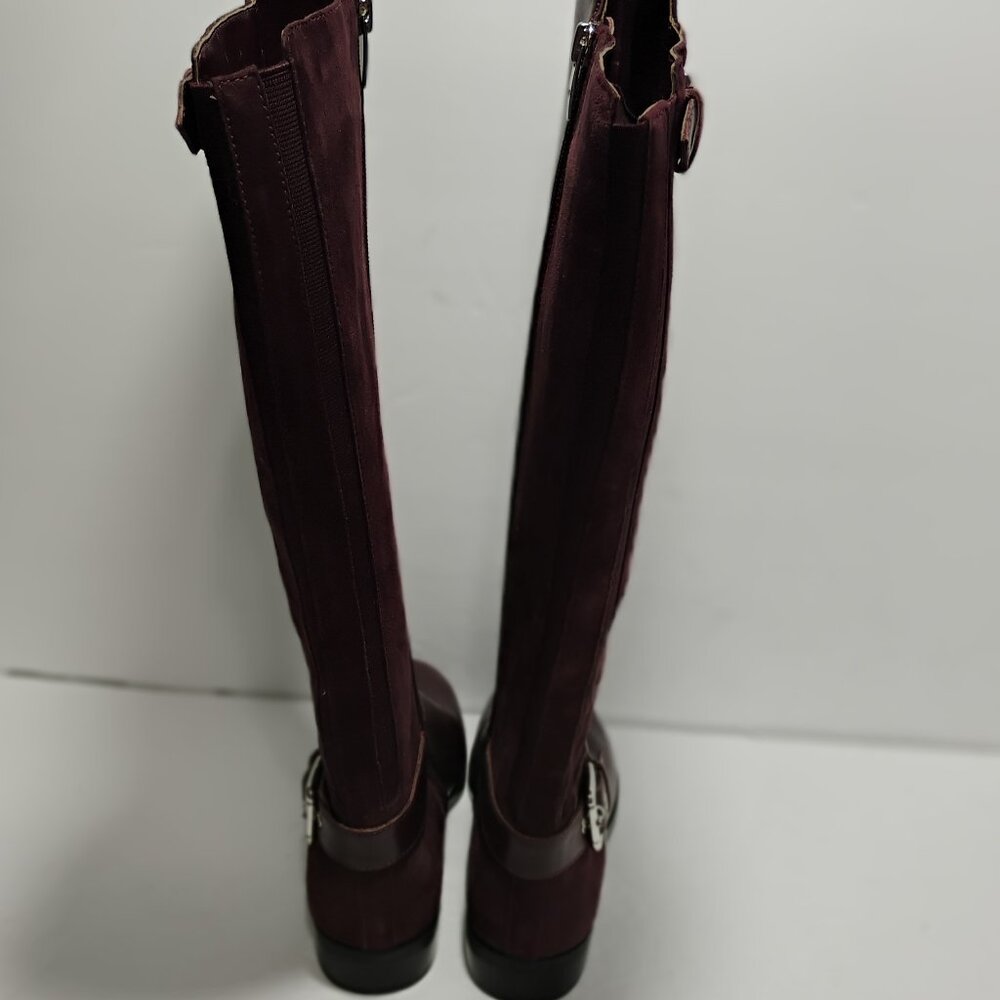 NWT Marc Fisher Womens 5M Suede Riding Boots Size 5M WIDE CALF Burgundy Zip - Picture 4 of 15